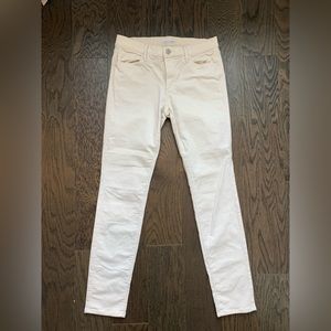 LOFT modern skinny corduroy cream pants